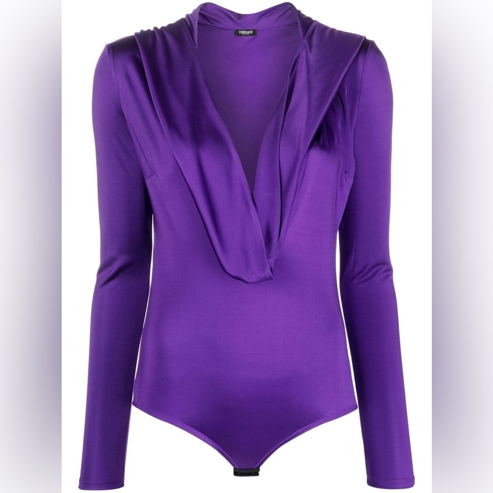 NWT Versace Jersey wet effect draped body w/ hood - Picture 2 of 9